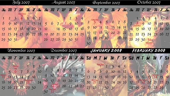 2007 Dragon Mini Calendar